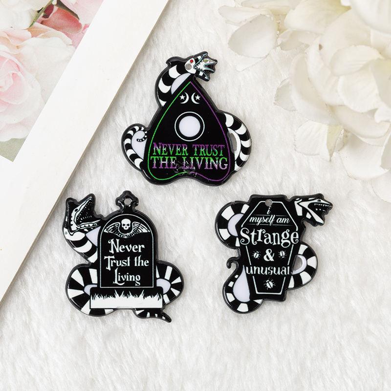 6-Piece Magic Snake Charms – Acrylic Tombstone & Coffin Designs