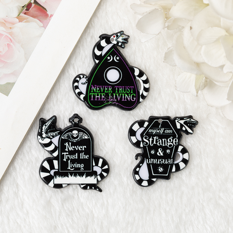 6-Piece Magic Snake Charms – Acrylic Tombstone & Coffin Designs - Image 2