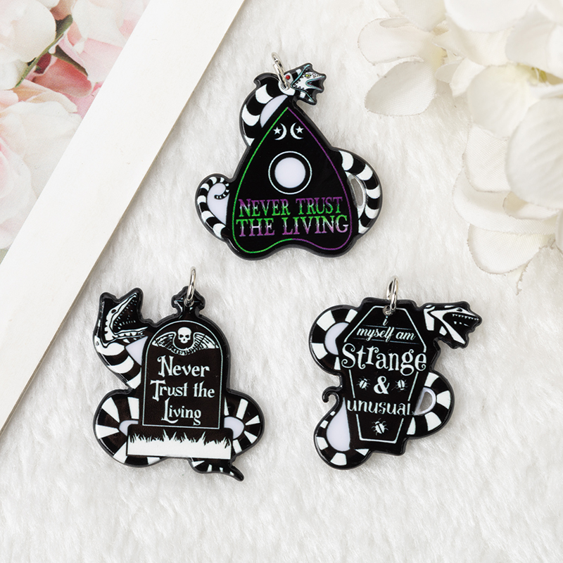 6-Piece Magic Snake Charms – Acrylic Tombstone & Coffin Designs - Image 6