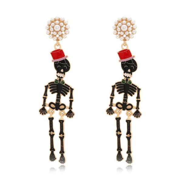 Trendy Skull Pearl Geometric Drop Earrings for Women