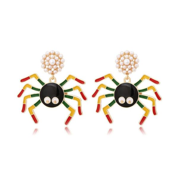 Quirky Spider Pearl Dangle Earrings