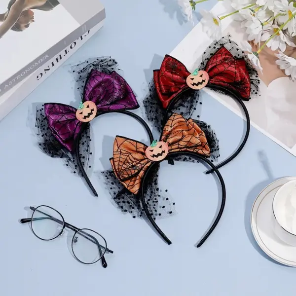 Halloween Mesh Bow Pumpkin Headband