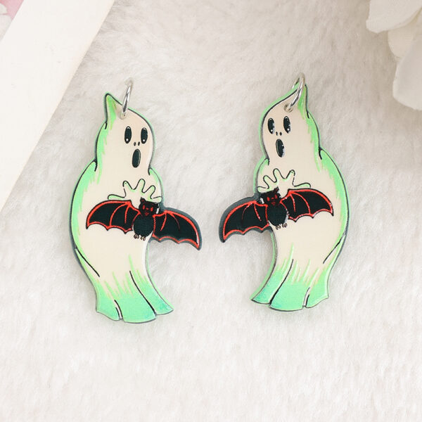 8-Piece Halloween Acrylic Bat & Ghost Charms for DIY Jewelry Making