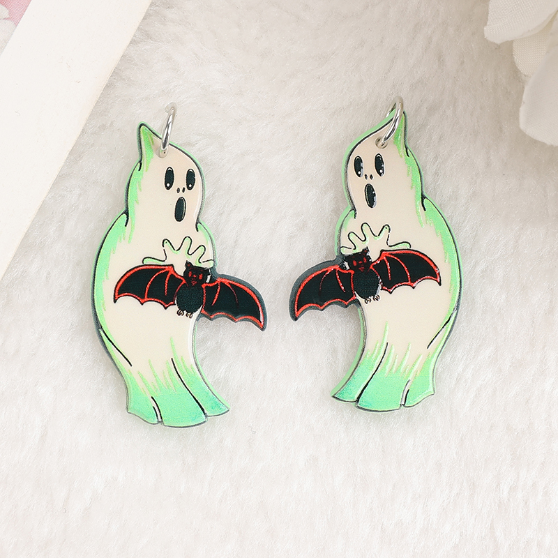 8-Piece Halloween Acrylic Bat & Ghost Charms for DIY Jewelry Making