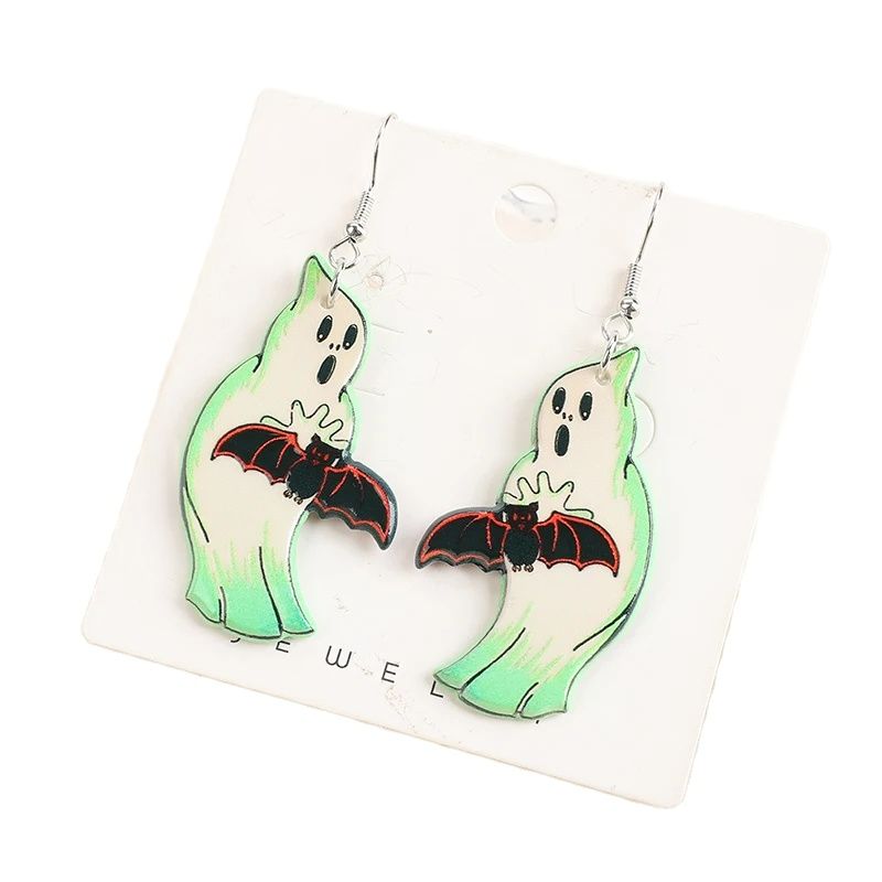 8-Piece Halloween Acrylic Bat & Ghost Charms for DIY Jewelry Making - Image 5