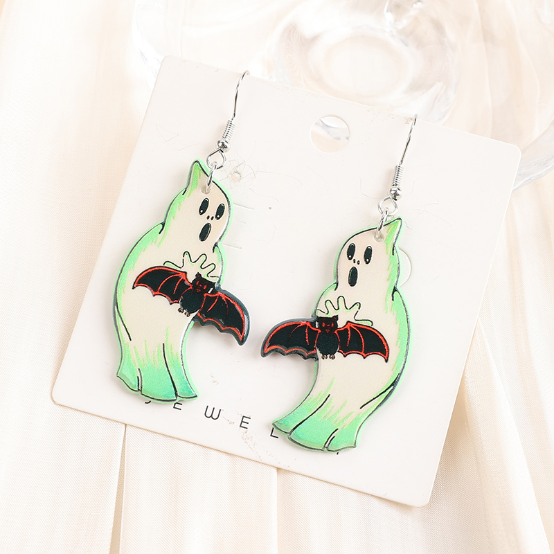 8-Piece Halloween Acrylic Bat & Ghost Charms for DIY Jewelry Making - Image 3