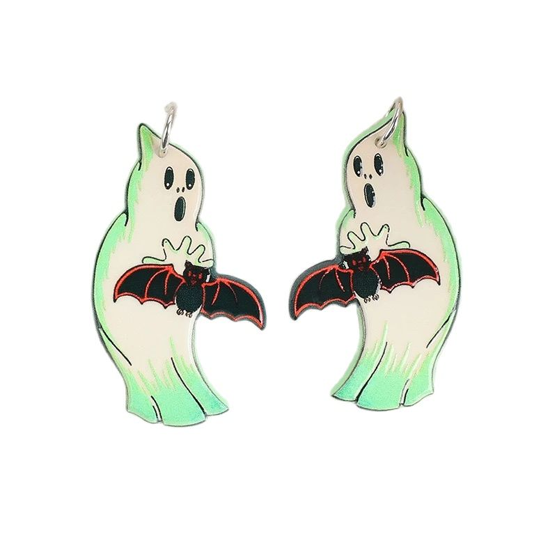 8-Piece Halloween Acrylic Bat & Ghost Charms for DIY Jewelry Making - Image 4