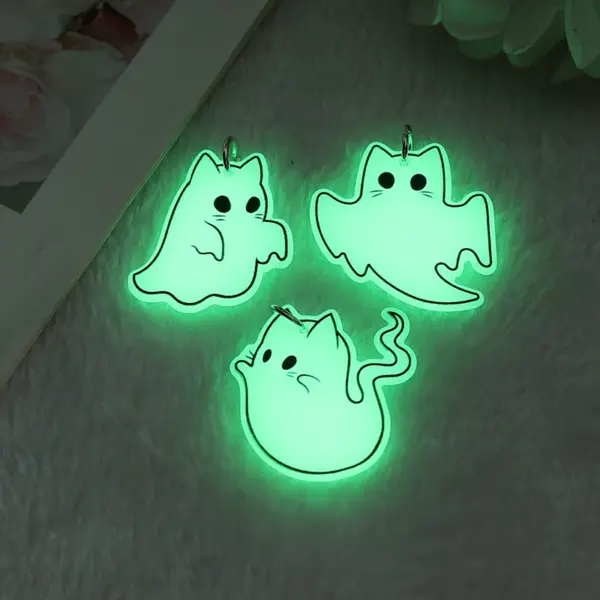 Cute Acrylic Ghost Cat Pendants for DIY