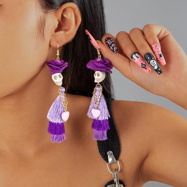 Gothic Punk Halloween Skeleton Dangle Earrings