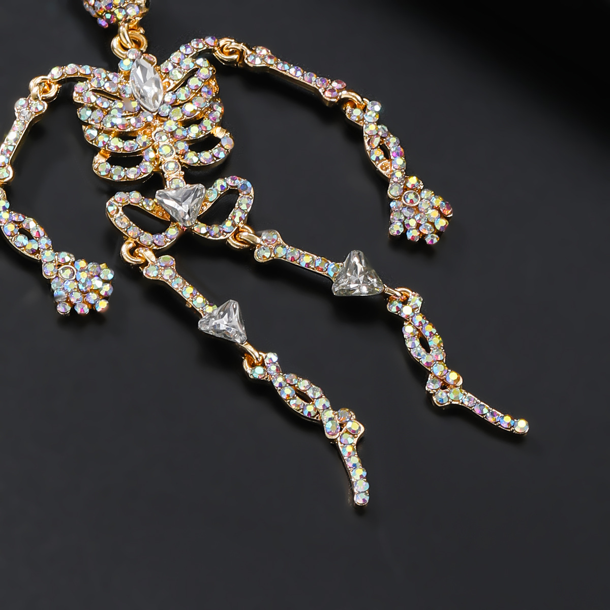 Fashion Metal Crystal Skeleton Dangle Earrings for Women's Halloween Party Accessories - Image 6