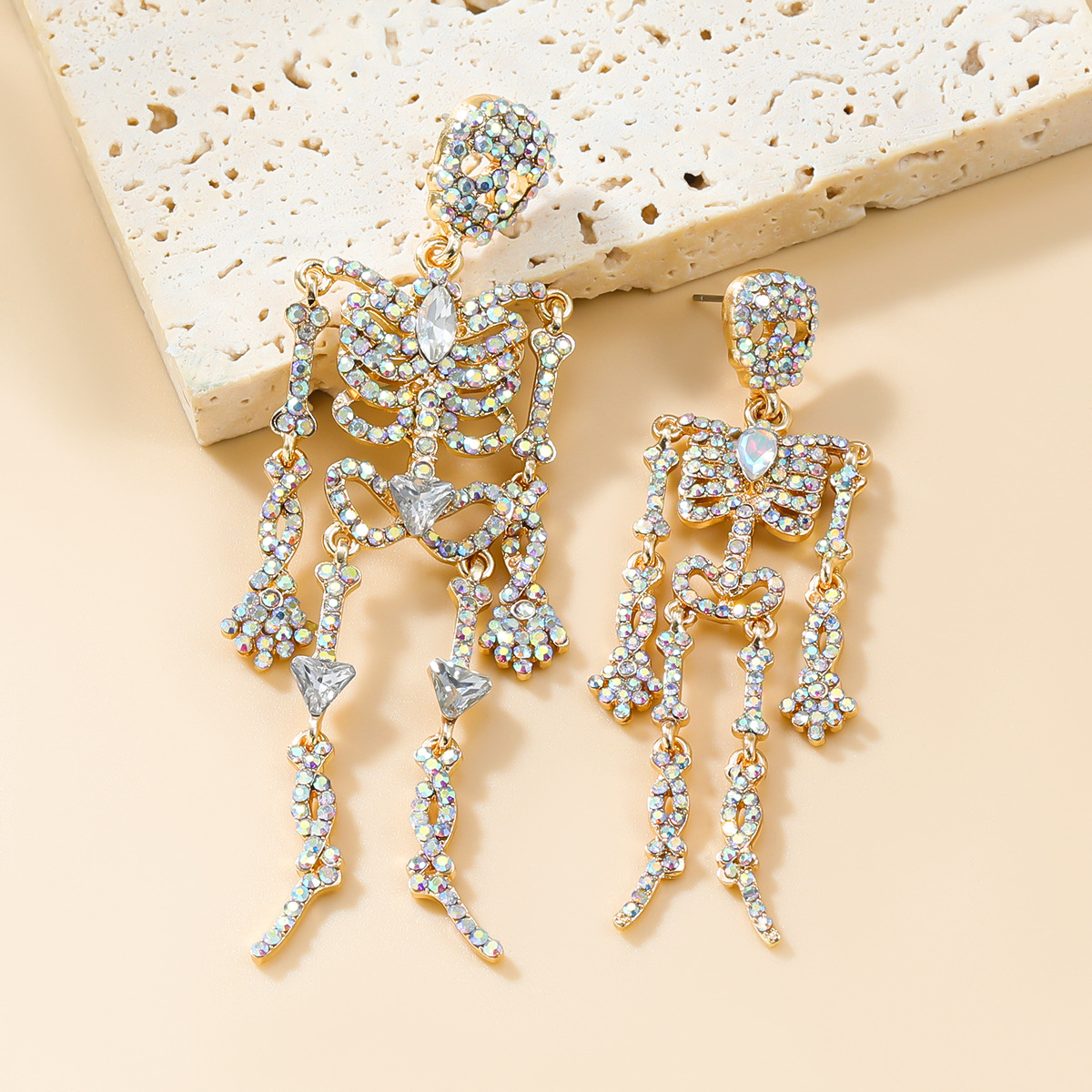 Fashion Metal Crystal Skeleton Dangle Earrings for Women's Halloween Party Accessories - Image 5