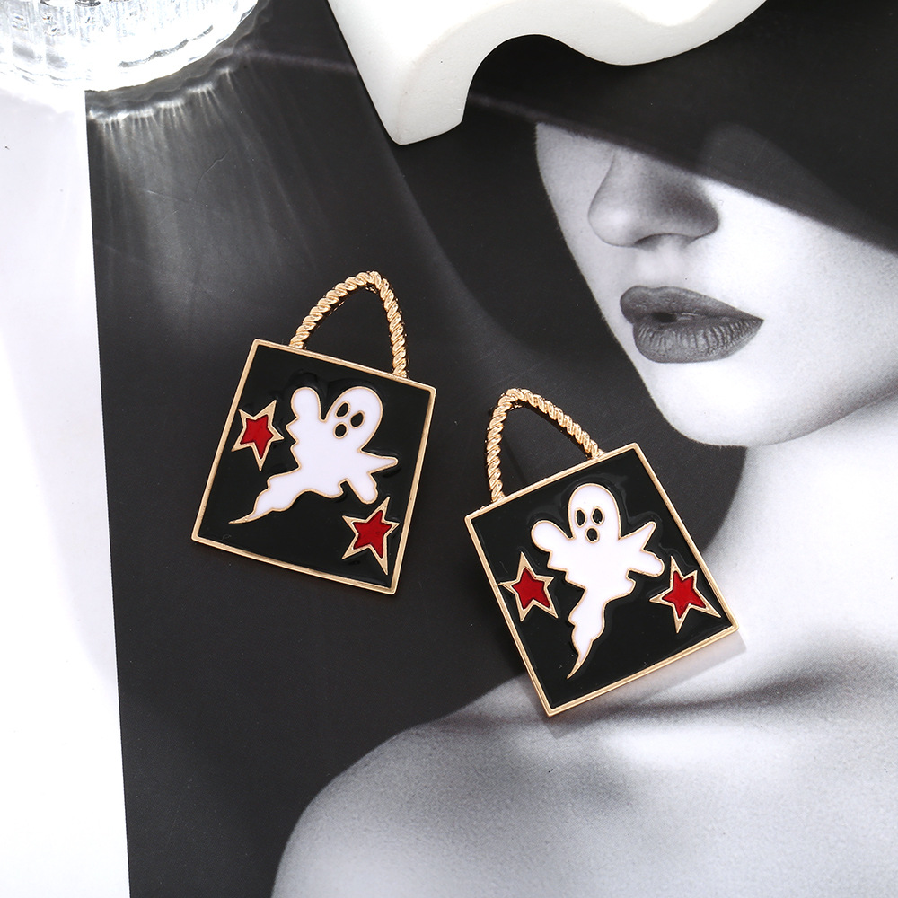 Metal Star Ghost Halloween Dangle Earrings - Trendy Party Accessories for Women - Image 2