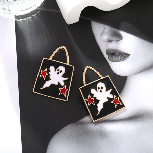 Metal Star Ghost Halloween Dangle Earrings - Trendy Party Accessories for Women