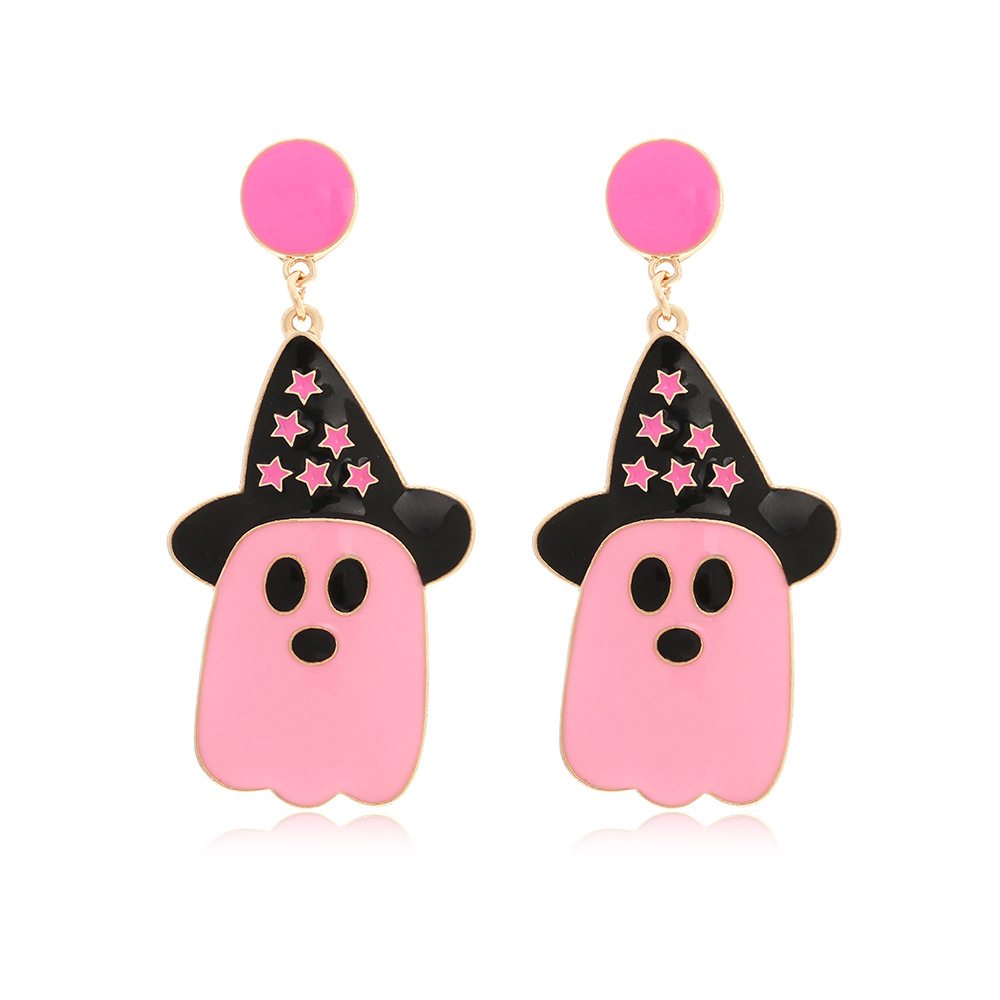Metal Witch Hat Ghost Dangle Earrings - Trendy Halloween Jewelry for Women - Image 3