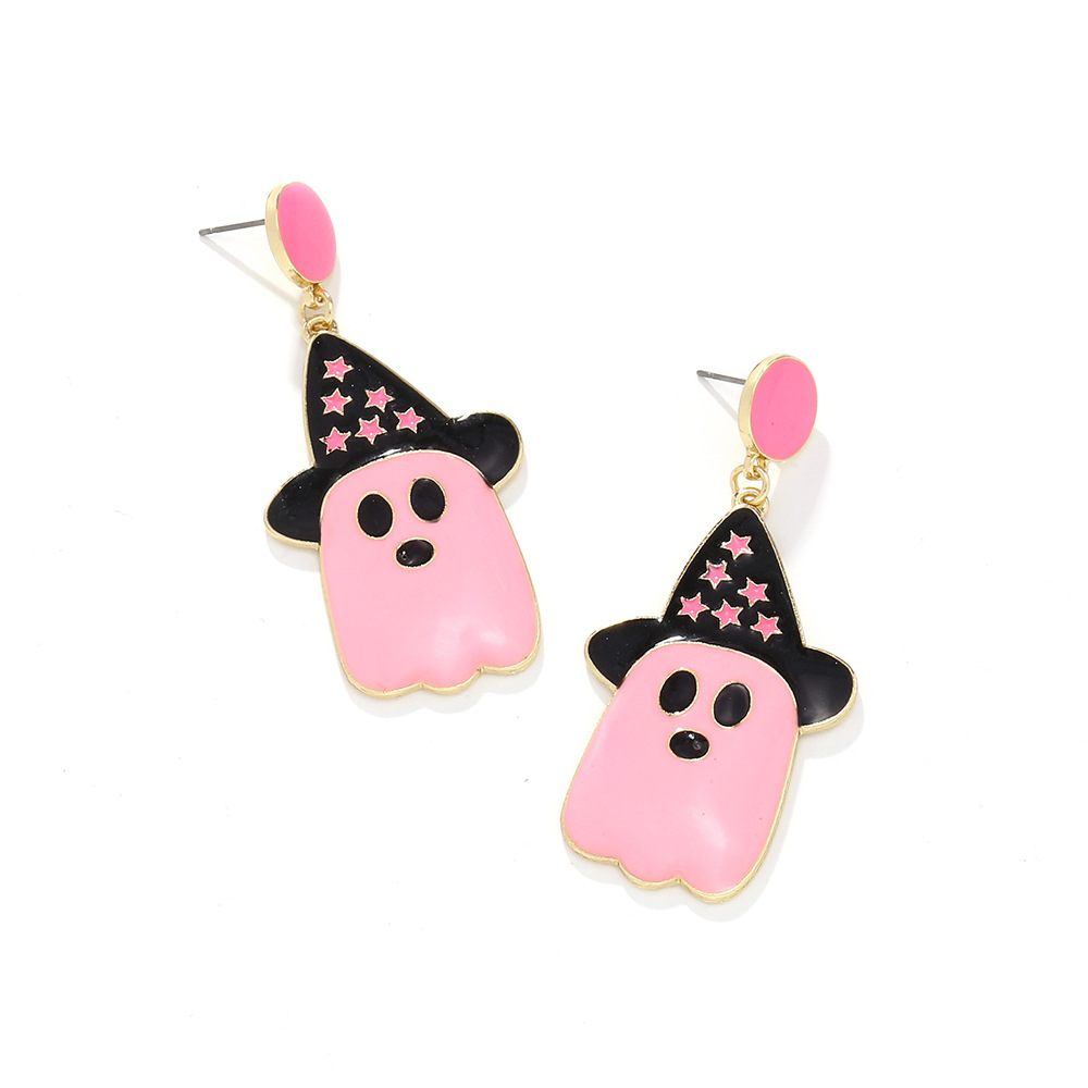 Metal Witch Hat Ghost Dangle Earrings - Trendy Halloween Jewelry for Women - Image 4