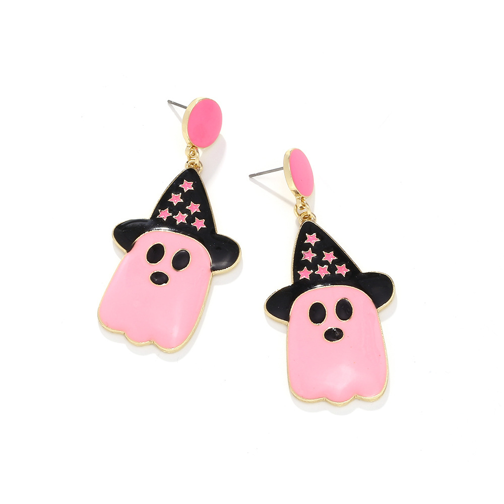 Metal Witch Hat Ghost Dangle Earrings - Trendy Halloween Jewelry for Women - Image 5