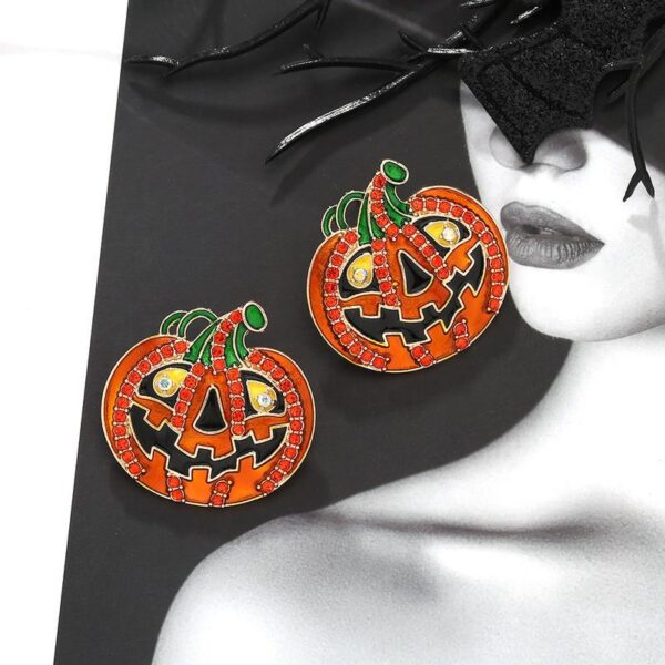 Metal Halloween Pumpkin Ghost Face Stud Earrings - Trendy Party Jewelry for Women
