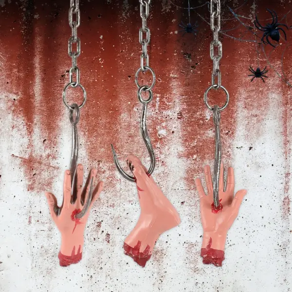 Halloween Iron Chains with Hook and Fake Hand & Feet