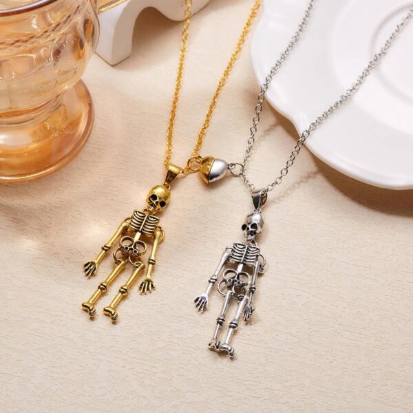 Magnetic Skeleton Heart Couple Necklaces