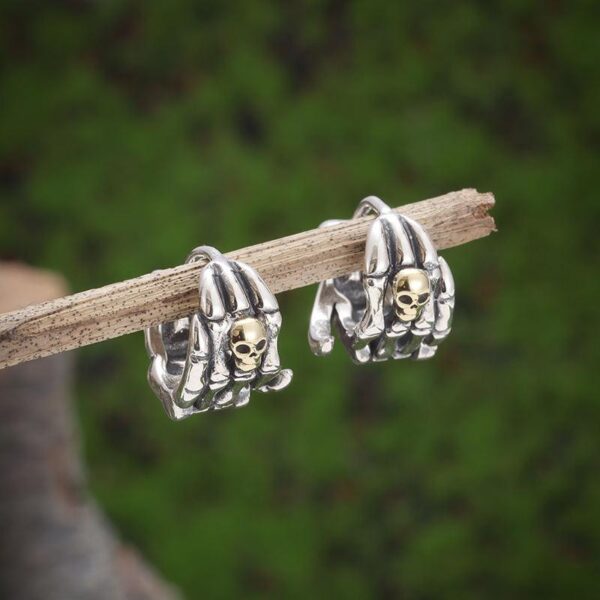Gothic Skull Ghost Head Hoop Earrings - Hypoallergenic Punk Rock Jewelry for Men & Women