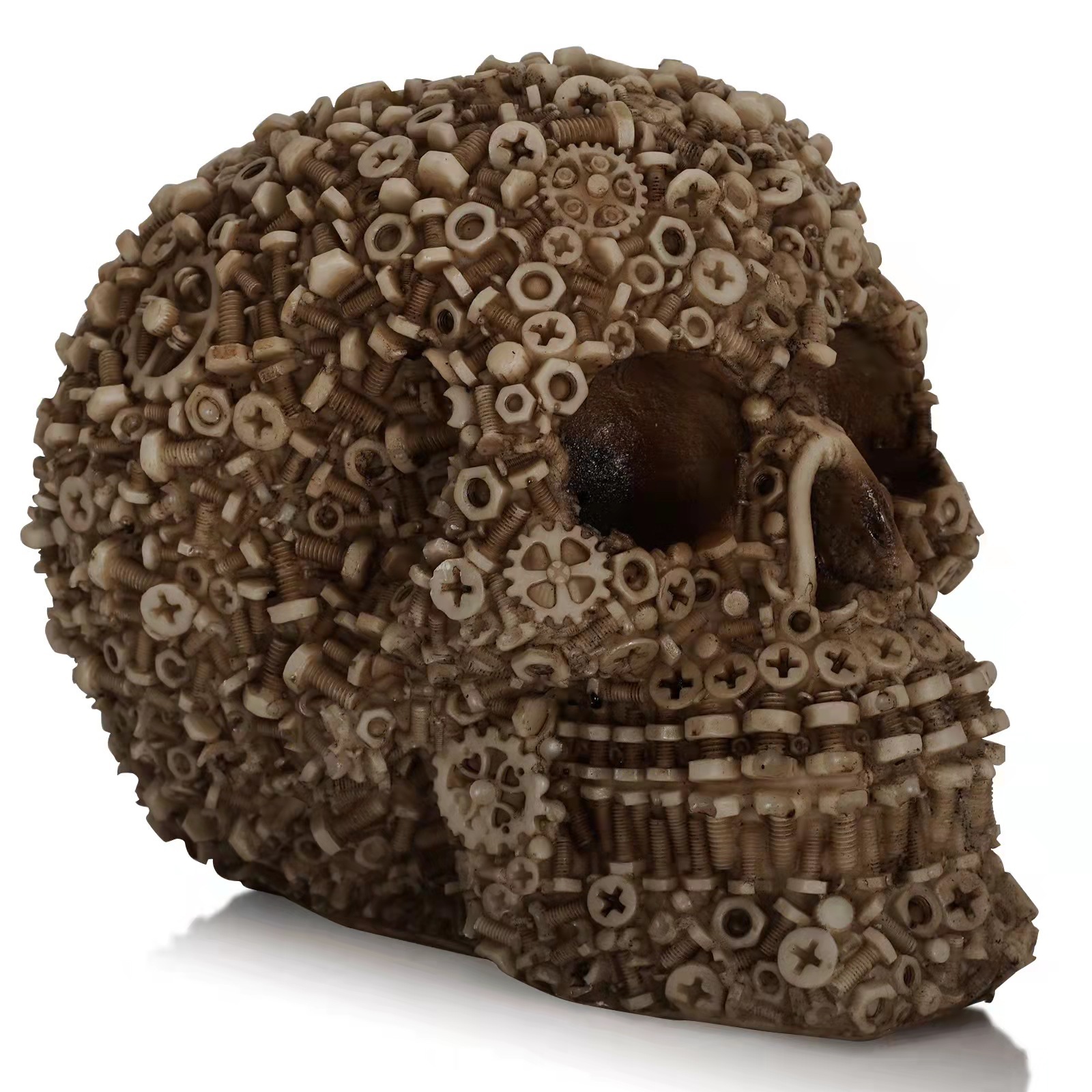 Resin Screw Gear Mechanical Skull Ornament - Gothic Home Decor Statue for Halloween Decoration - Image 3