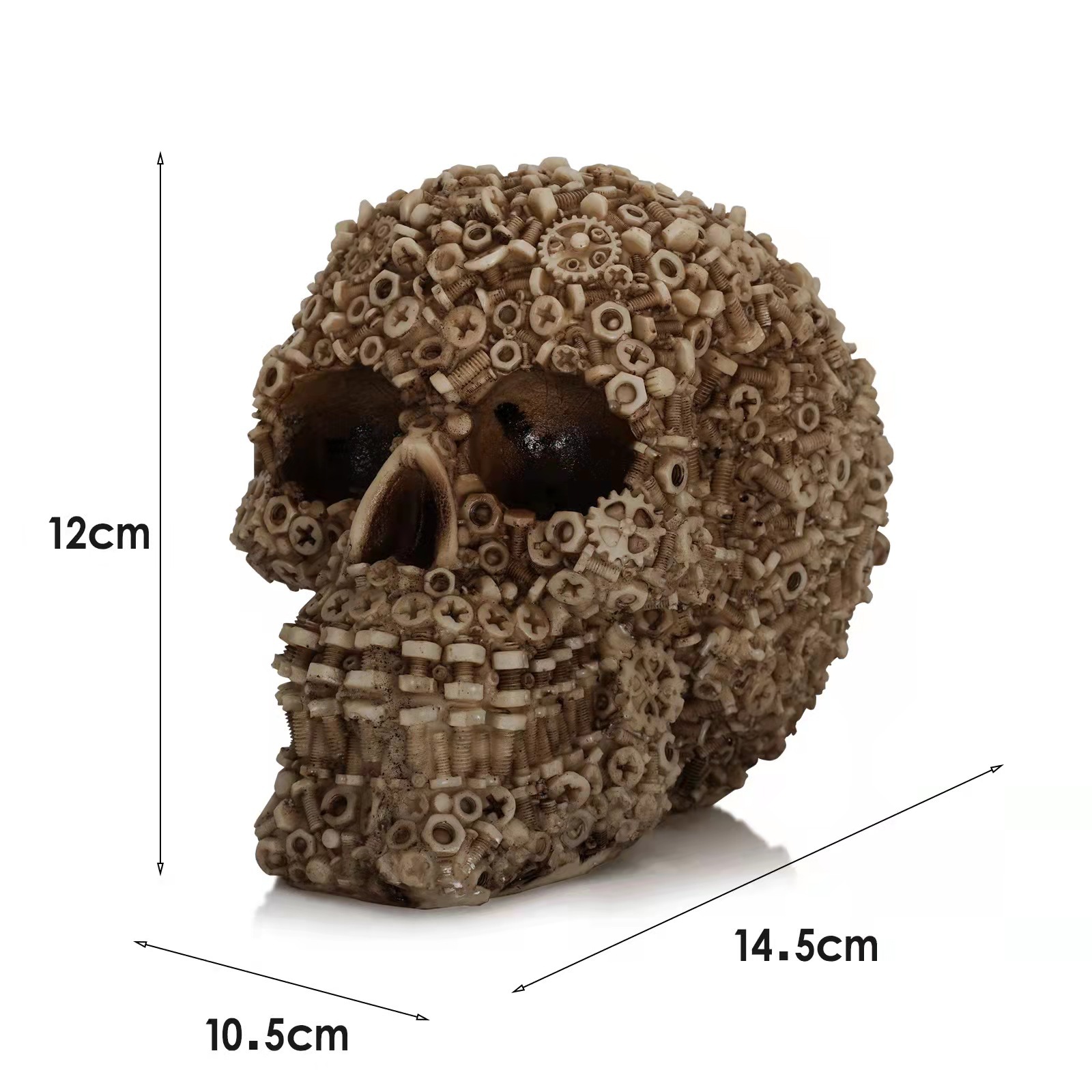 Resin Screw Gear Mechanical Skull Ornament - Gothic Home Decor Statue for Halloween Decoration - Image 6