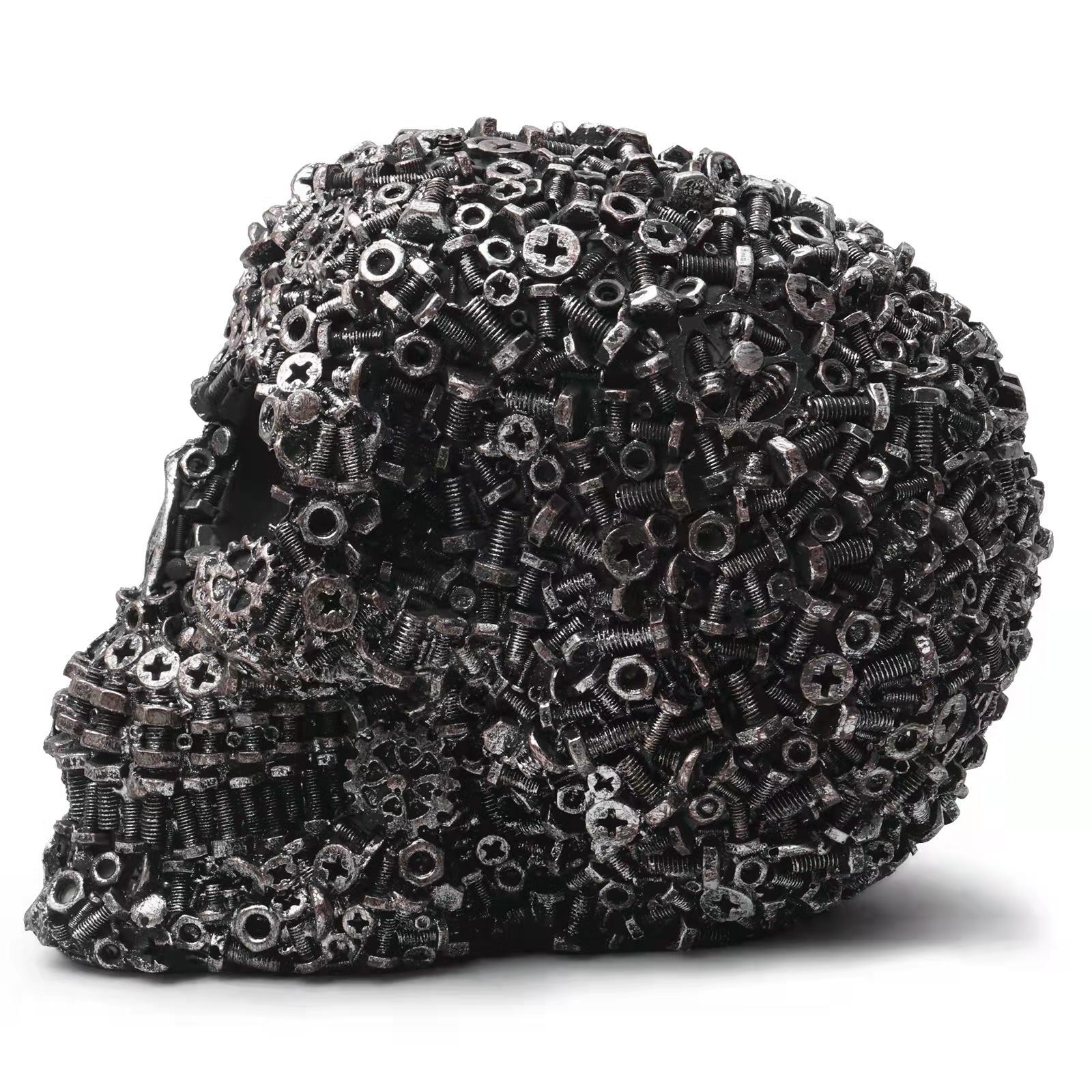 Resin Screw Gear Mechanical Skull Ornament - Gothic Home Decor Statue for Halloween Decoration - Image 4
