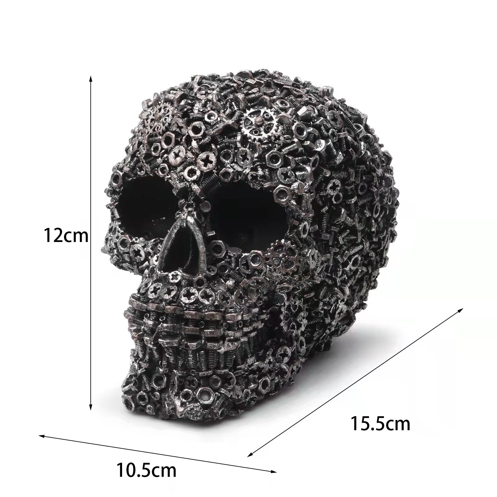 Resin Screw Gear Mechanical Skull Ornament - Gothic Home Decor Statue for Halloween Decoration - Image 7
