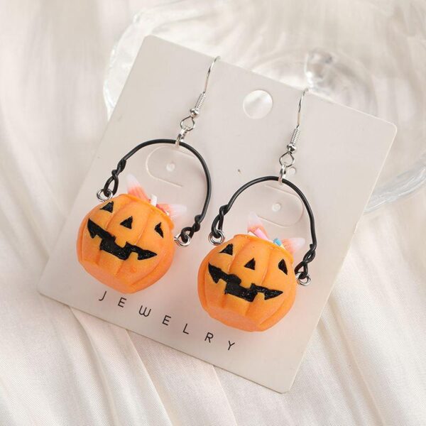 Halloween Pumpkin Basket 3D Drop Earrings for Women