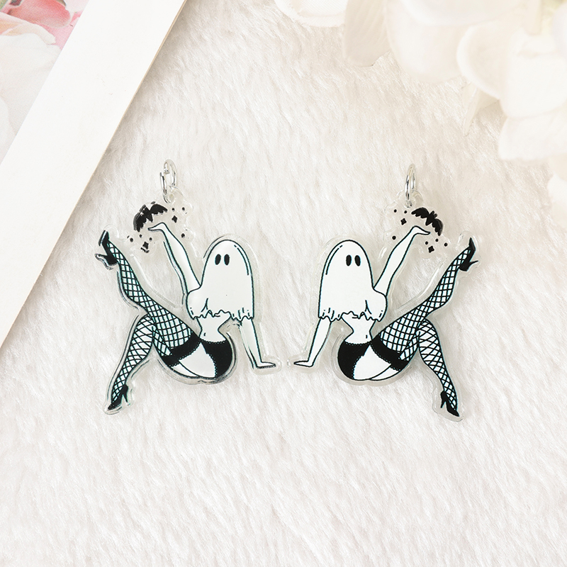 10Pcs Halloween Charms - Creative Acrylic Pumpkin, Ghost, Coffin Pendants for Keychain & Jewelry DIY - Image 5