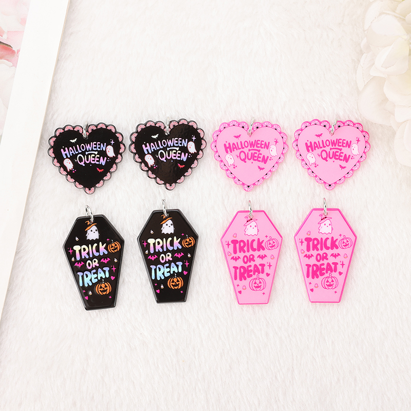 8Pcs Halloween Heart Coffin Charms for DIY Keychain & Necklace Making - Image 2