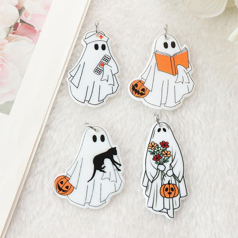 8Pcs Halloween Nurse Ghost Charms for DIY Jewelry and Accessories - Image 2
