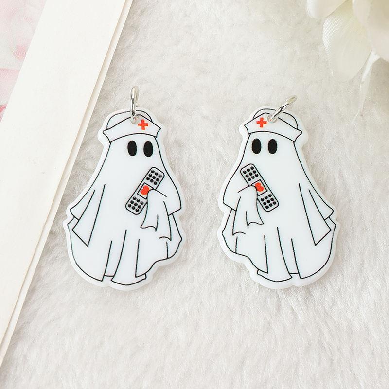 8Pcs Halloween Nurse Ghost Charms for DIY Jewelry and Accessories - Image 5