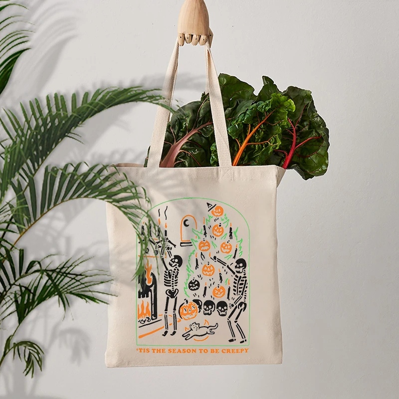 Pumpkin Skeleton Canvas Shoulder Bag - Image 2
