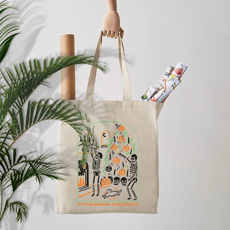 Pumpkin Skeleton Canvas Shoulder Bag - Image 4