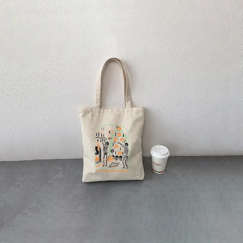 Pumpkin Skeleton Canvas Shoulder Bag - Image 6