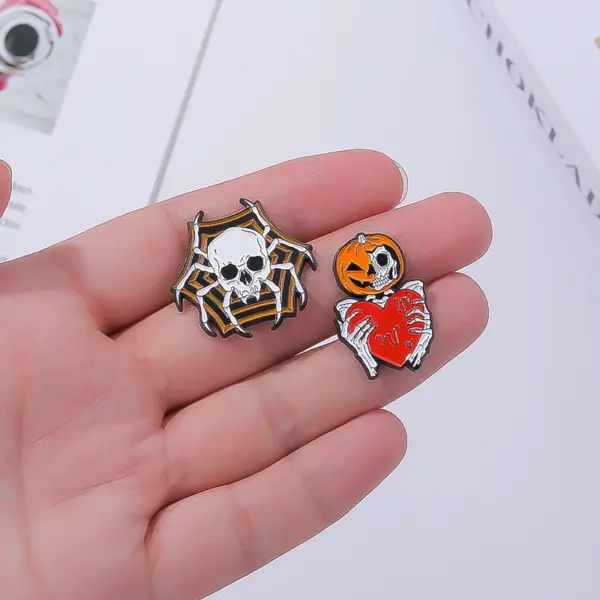 Spooky Castle & Skeleton Enamel Pins