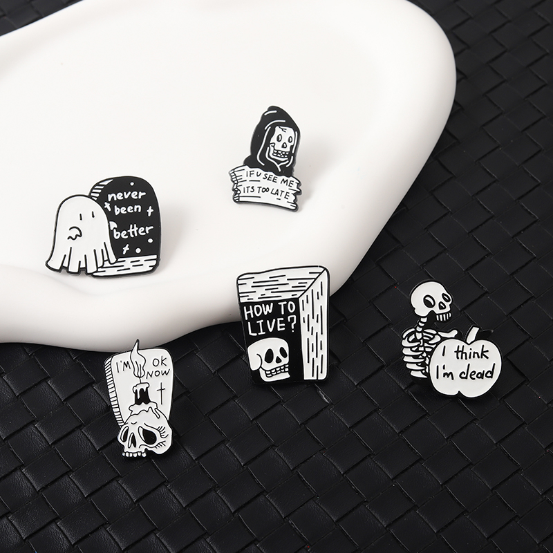 Gothic Skull Skeleton Enamel Pin - Image 3