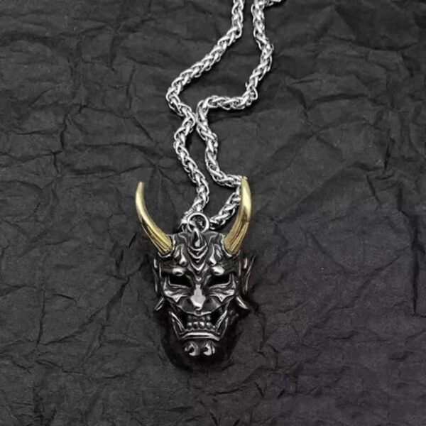 Zinc Alloy Vintage Ghost Face Pendant Necklace