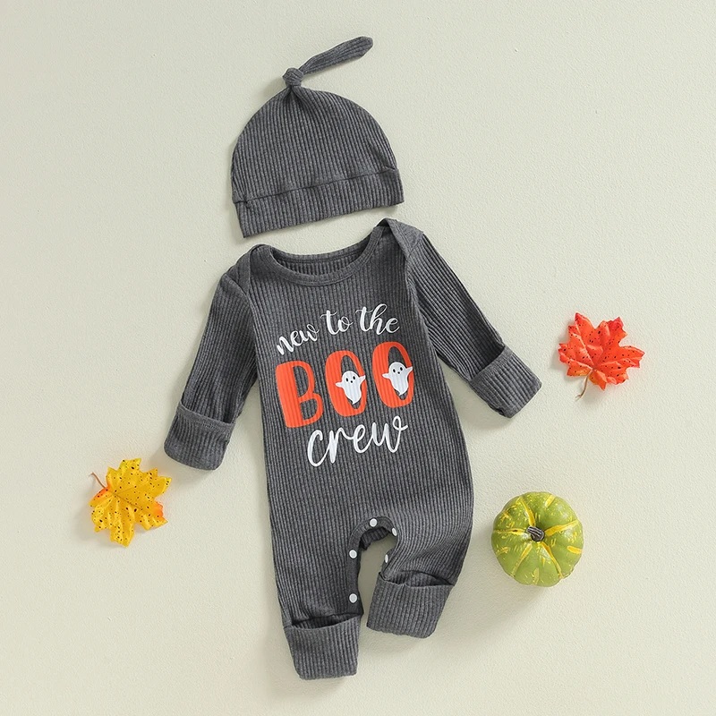 Pumpkin/Ghost Print Baby Halloween Romper - Image 2