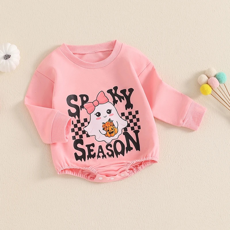 Pumpkin Print Long Sleeve Romper - Image 3