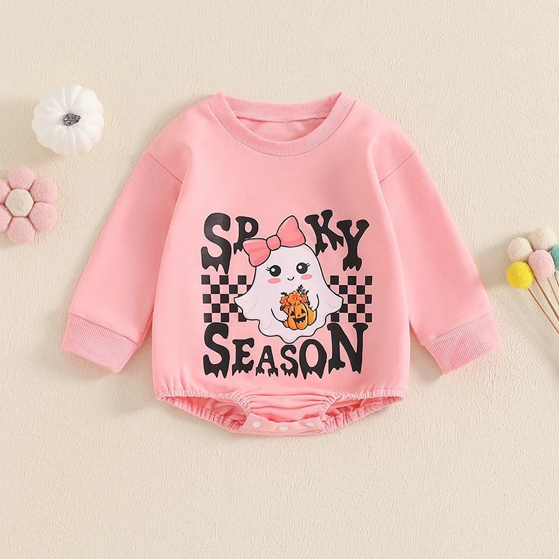 Pumpkin Print Long Sleeve Romper