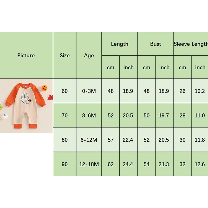 Baby Boys Halloween Romper with Ghost and Pumpkin Embroidery - Image 8