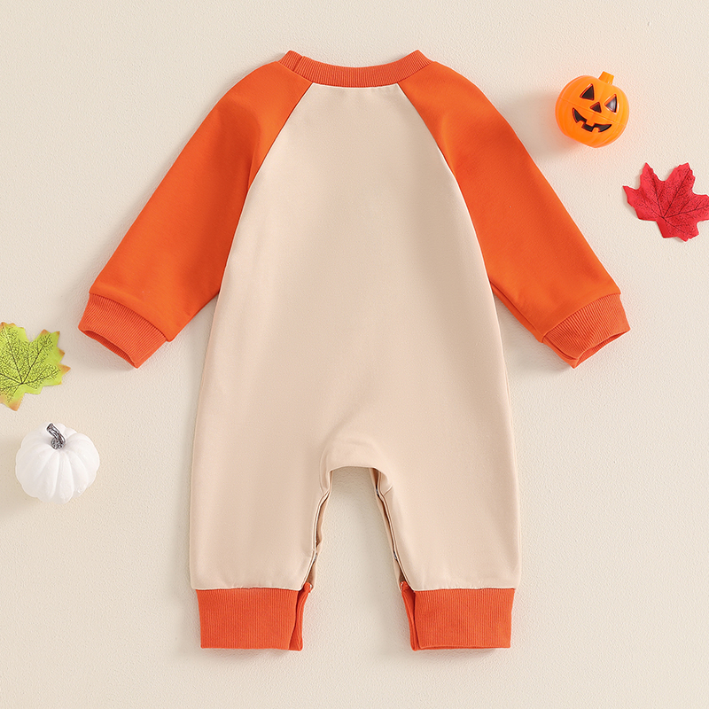 Baby Boys Halloween Romper with Ghost and Pumpkin Embroidery - Image 3