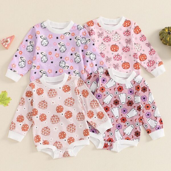 Baby Girls Halloween Long Sleeve Romper