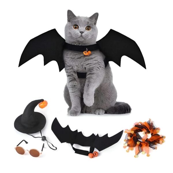 4-Piece Dog & Cat Bat Wings Costume Set for Halloween and Cosplay Parties