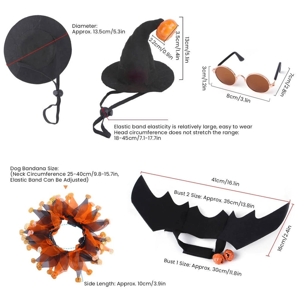 4-Piece Dog & Cat Bat Wings Costume Set for Halloween and Cosplay Parties - Image 4