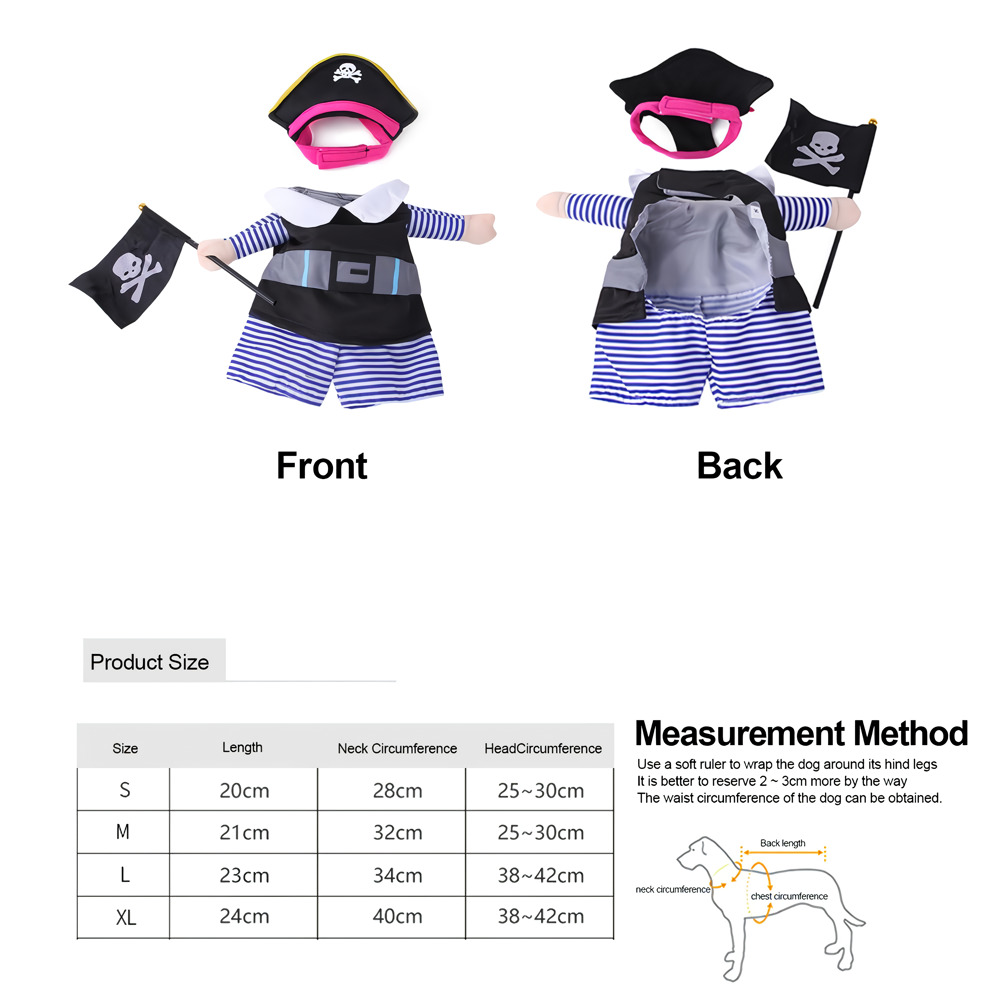 Halloween & Christmas Pet Pirate Costume - Image 6