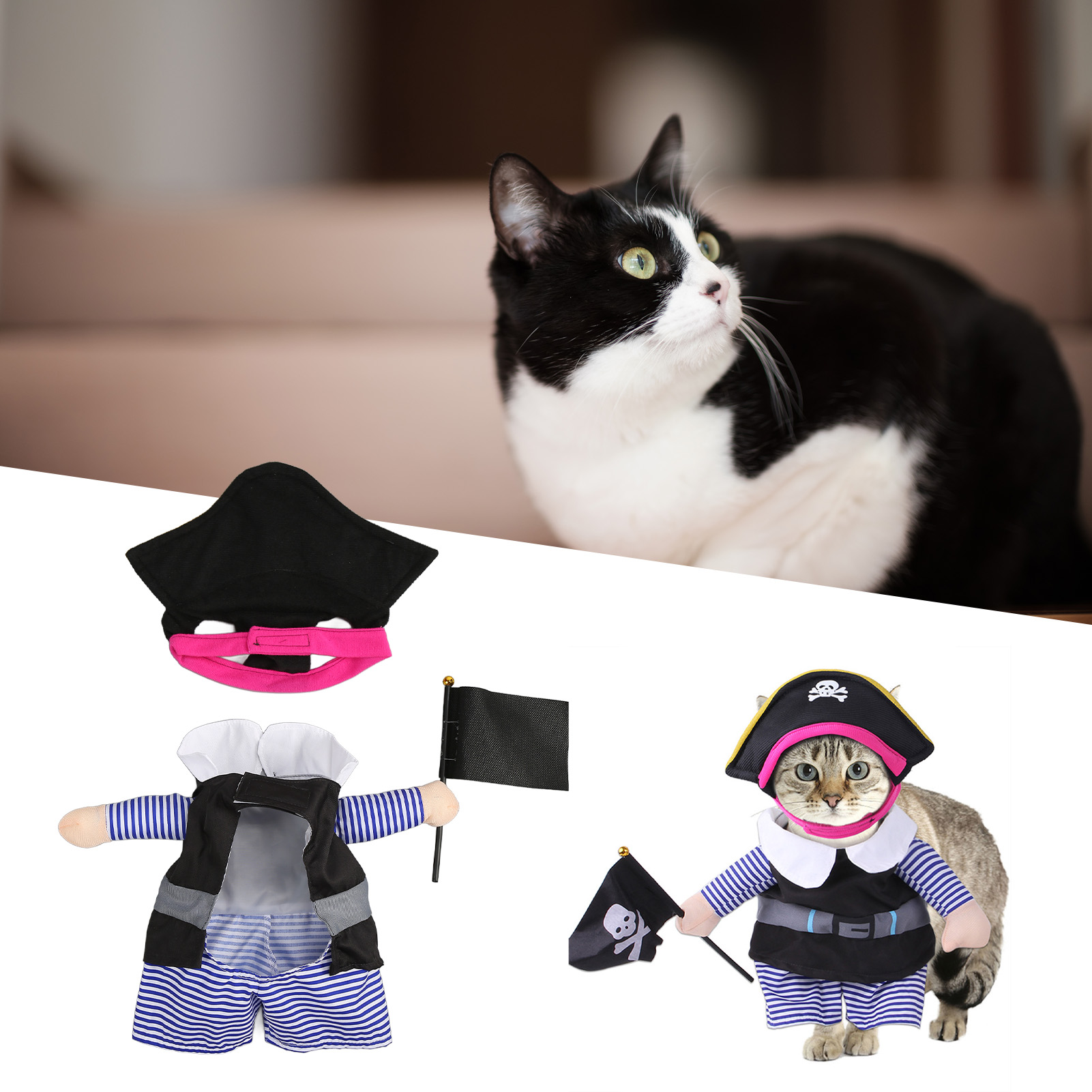 Halloween & Christmas Pet Pirate Costume - Image 4
