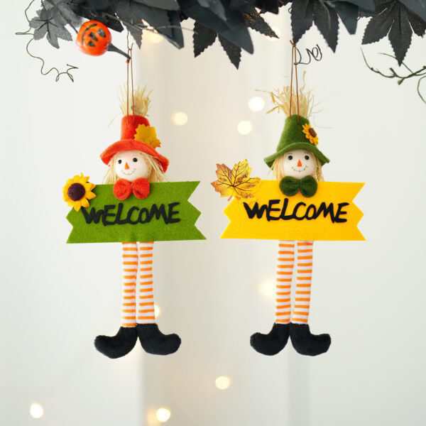 Halloween Scarecrow Door Sign Pendant – Long-Legged Welcome Decor